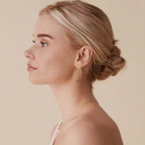 14K Gold Plated 925 Sterling Silver Post Hoops | Large Hoops Earring | Lightwight Gold Hoop Earrings for Women - My Store