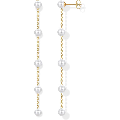 14K Gold Plated 925 Sterling Silver Posts Pearl Dangle Drop Earrings | Bridal Pearl Earrings for Women - My Store
