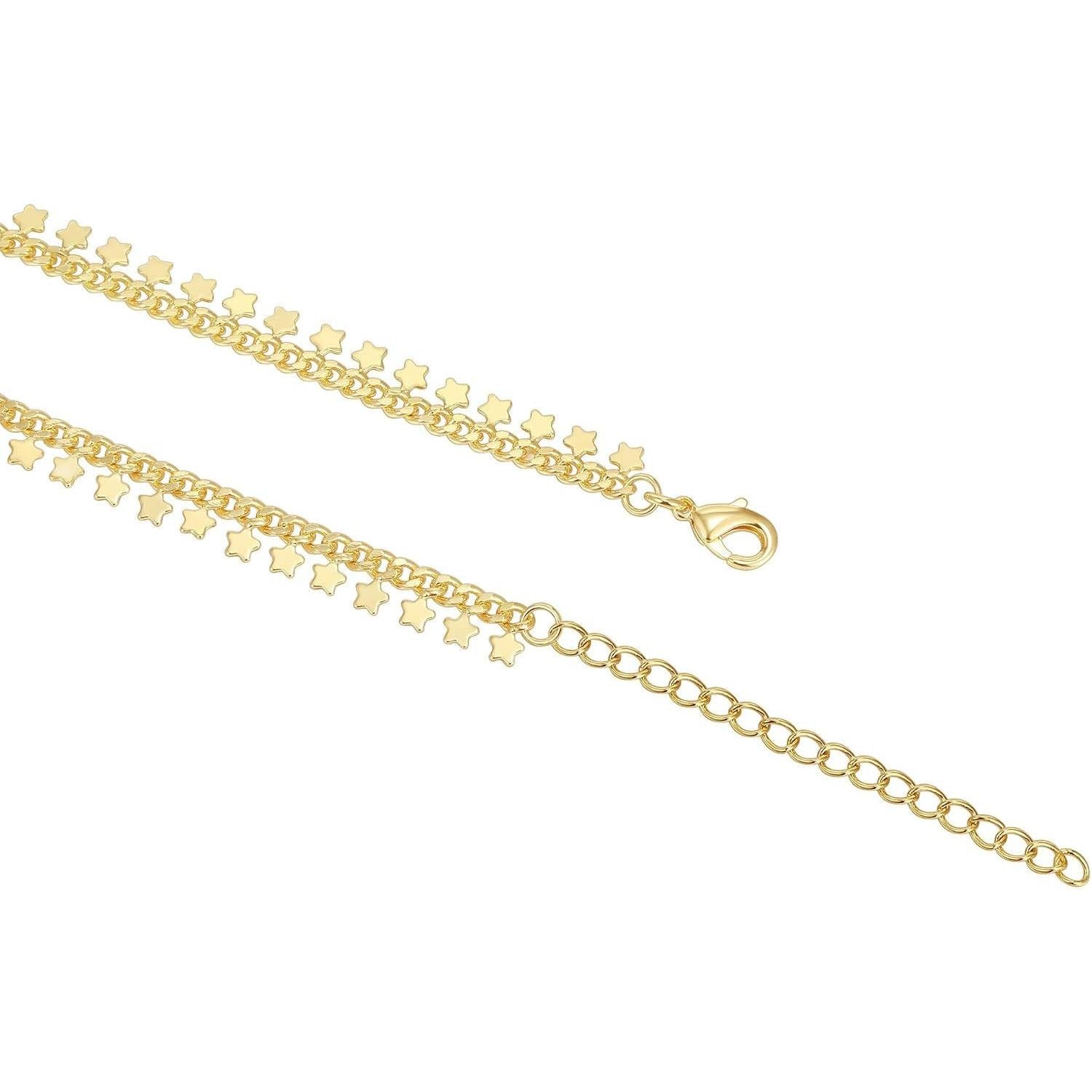 14K Gold Plated Anklet for Women - Trendy Link Chain Ankle Bracelet Summer Jewelry - Boho Dainty Anklets with Cubic Zirconia, Beaded, Evil Eye, Star, Station, Pearls Adjustable Gold Jewelry - My Store