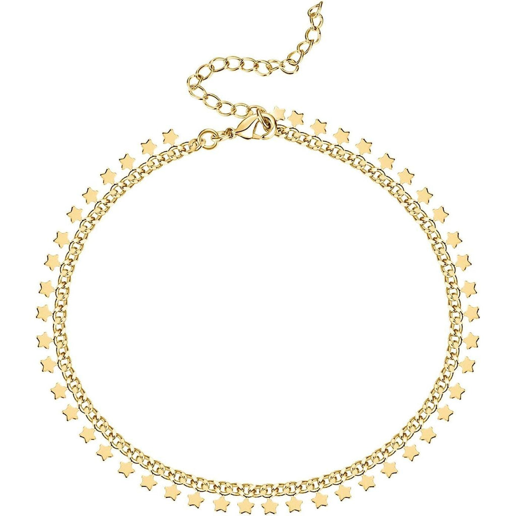 14K Gold Plated Anklet for Women - Trendy Link Chain Ankle Bracelet Summer Jewelry - Boho Dainty Anklets with Cubic Zirconia, Beaded, Evil Eye, Star, Station, Pearls Adjustable Gold Jewelry - My Store