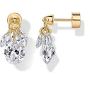 14K Gold Plated Dangle Flat Back Earrings for Women | Helix and Cartilage Pearl Cluster Triangle Lotus Pear Marquise Cubic Zirconia Screw Back Earring Pair - My Store