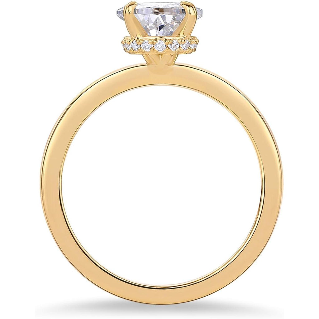 14K Gold Plated Simple 2.5CT Pear Cubic Zirconia Hidden Halo Eternity Ring Bridal Wedding Promise Statement - Engagement Ring for Women - My Store