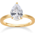 14K Gold Plated Simple 2.5CT Pear Cubic Zirconia Hidden Halo Eternity Ring Bridal Wedding Promise Statement - Engagement Ring for Women - My Store