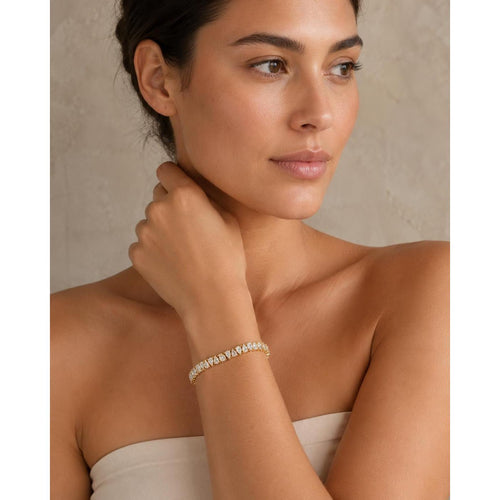 14K Gold Plated Tennis Bracelets for Women - Bridal Gold Tennis Bracelet with Pear Cubic Zirconia - Hypoallergenic Trendy CZ Jewelry - Elegant Bridal Wedding Gift - My Store