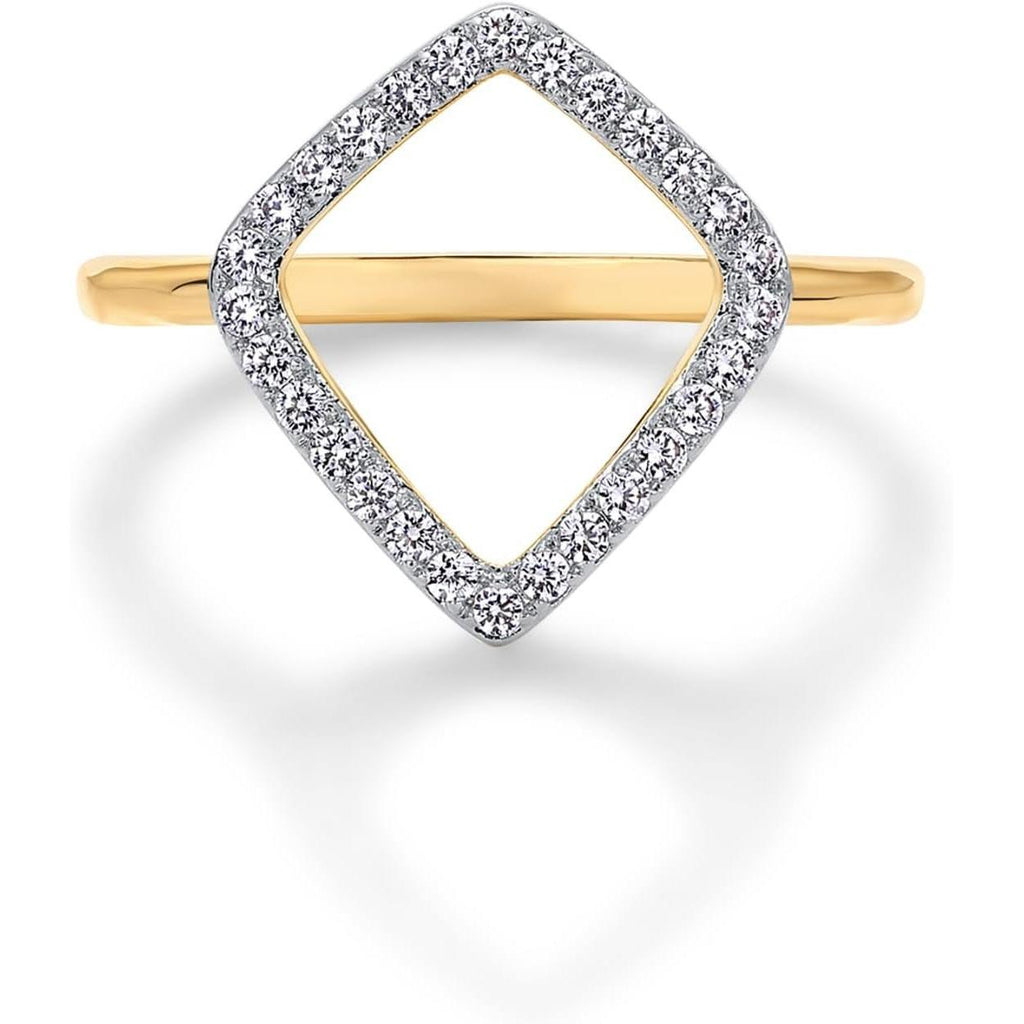 14K Gold Plated Two Toned Mixed Metals Diamond-Shaped Geometric Ring for Women with Cubic Zirconia | Statement Ring - My Store