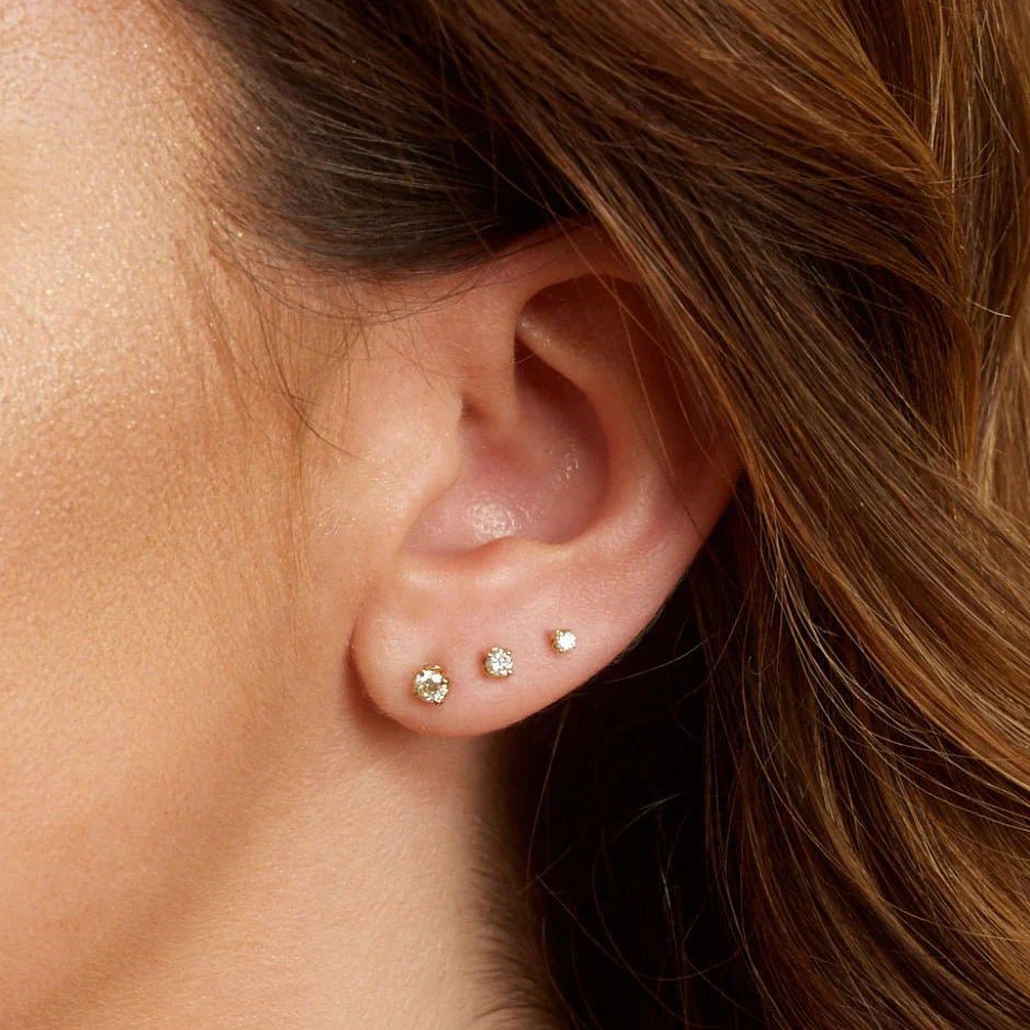 14K Gold Solitaire Studs - My Store