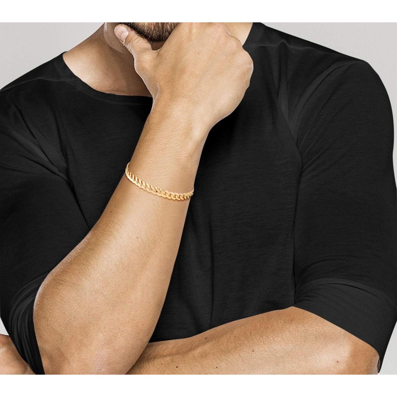 18K Gold Plated 925 Sterling Silver Italian 5Mm Solid Diamond-Cut Cuban Link Curb Chain Bracelet for Men Women, Made in Italy - My Store