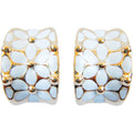 18K Gold Plated Square Rainbow Colorful Enamel Leaves Flower Omega Back Earrings - My Store