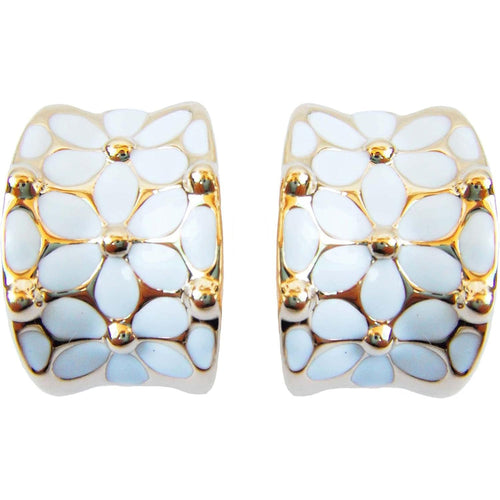 18K Gold Plated Square Rainbow Colorful Enamel Leaves Flower Omega Back Earrings - My Store