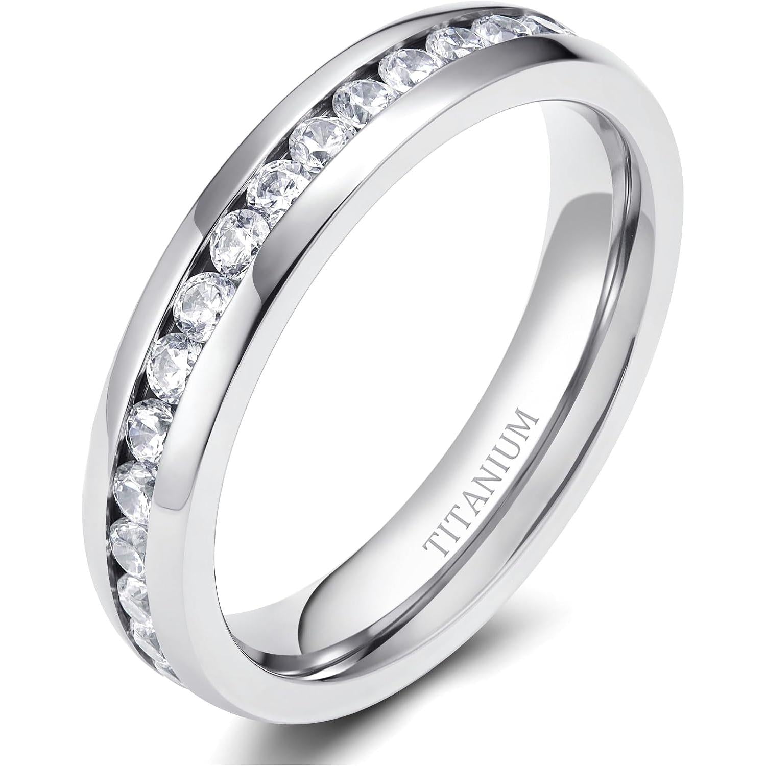 2.5Mm 4Mm 5Mm 6Mm Titanium Ring Cubic Zirconia Engagement Ring Wedding Band Size 3 to 13.5 - My Store