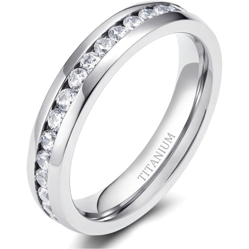 2.5Mm 4Mm 5Mm 6Mm Titanium Ring Cubic Zirconia Engagement Ring Wedding Band Size 3 to 13.5 - My Store