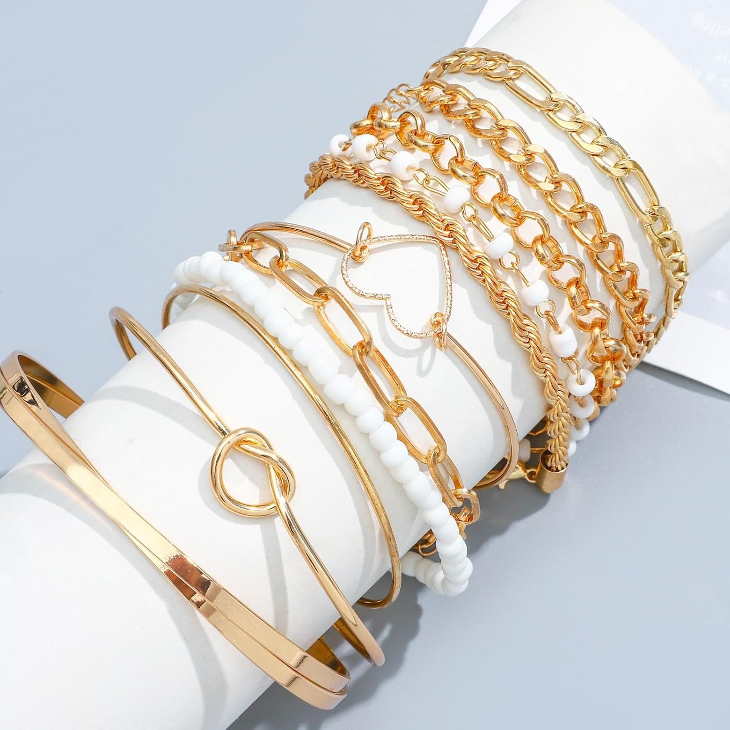 49 Pieces Gold Jewelry Set for Women Fashion Costume Jewelry Gold Plated Necklace Bracelet Ring Earrings Set for Women - My Store