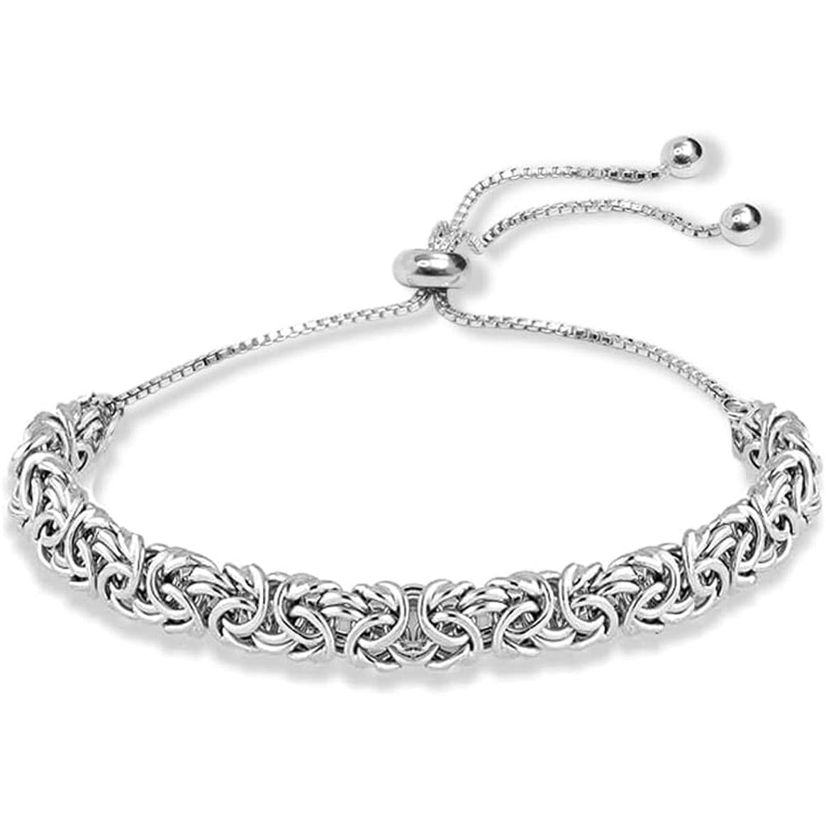 925 Sterling Silver Byzantine Bolo Bracelet for Women | Handmade Adjustable Sliding Bolo Link Chain Bracelet | Classic Italian Byzantine Jewelry - My Store