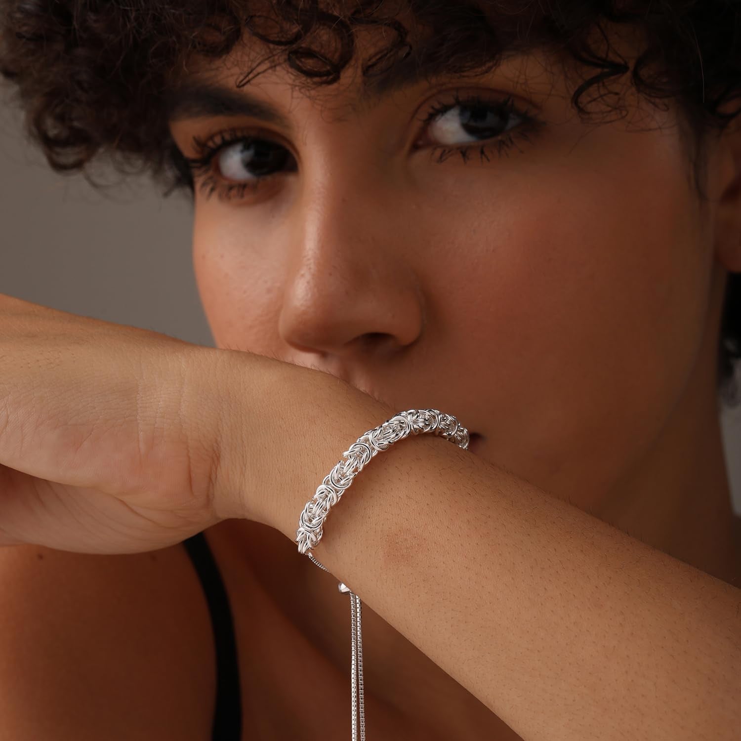 925 Sterling Silver Byzantine Bolo Bracelet for Women | Handmade Adjustable Sliding Bolo Link Chain Bracelet | Classic Italian Byzantine Jewelry - My Store