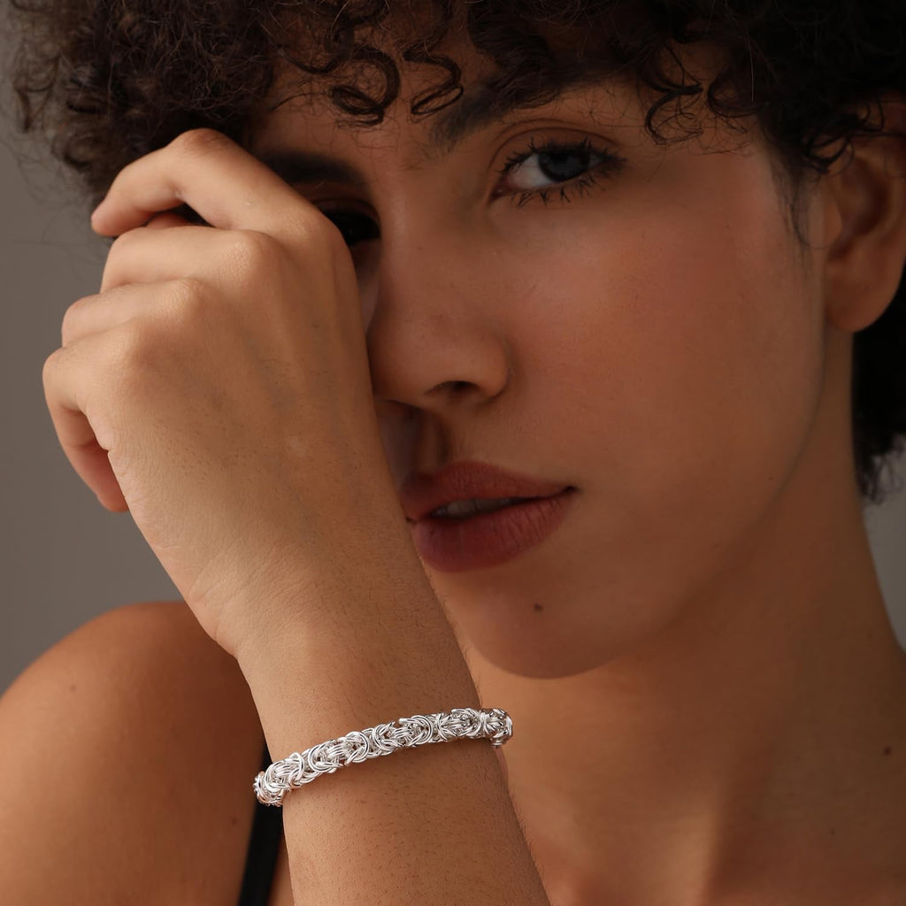 925 Sterling Silver Byzantine Bolo Bracelet for Women | Handmade Adjustable Sliding Bolo Link Chain Bracelet | Classic Italian Byzantine Jewelry - My Store
