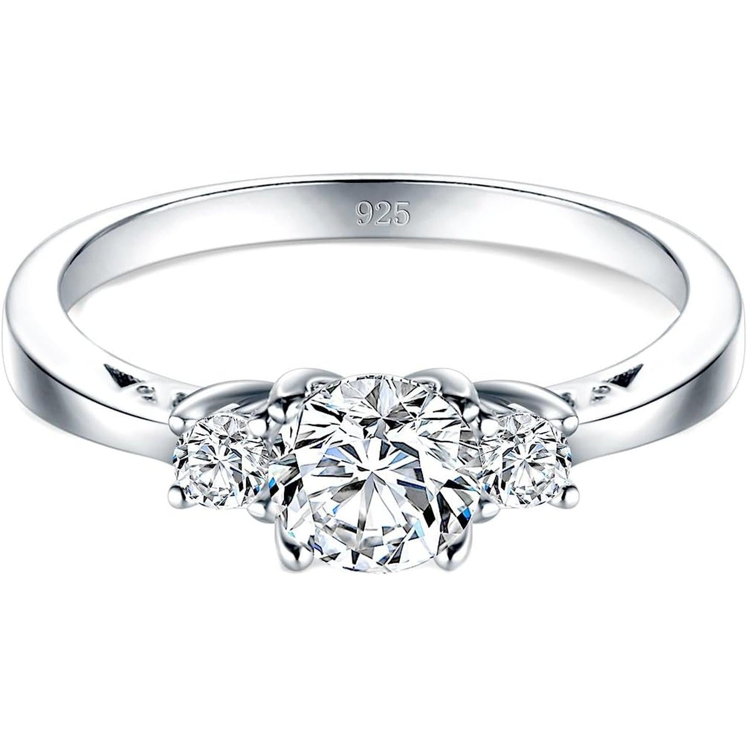 925 Sterling Silver Ring, Cubic Zirconia CZ Eternity Engagement Wedding Band Ring - My Store