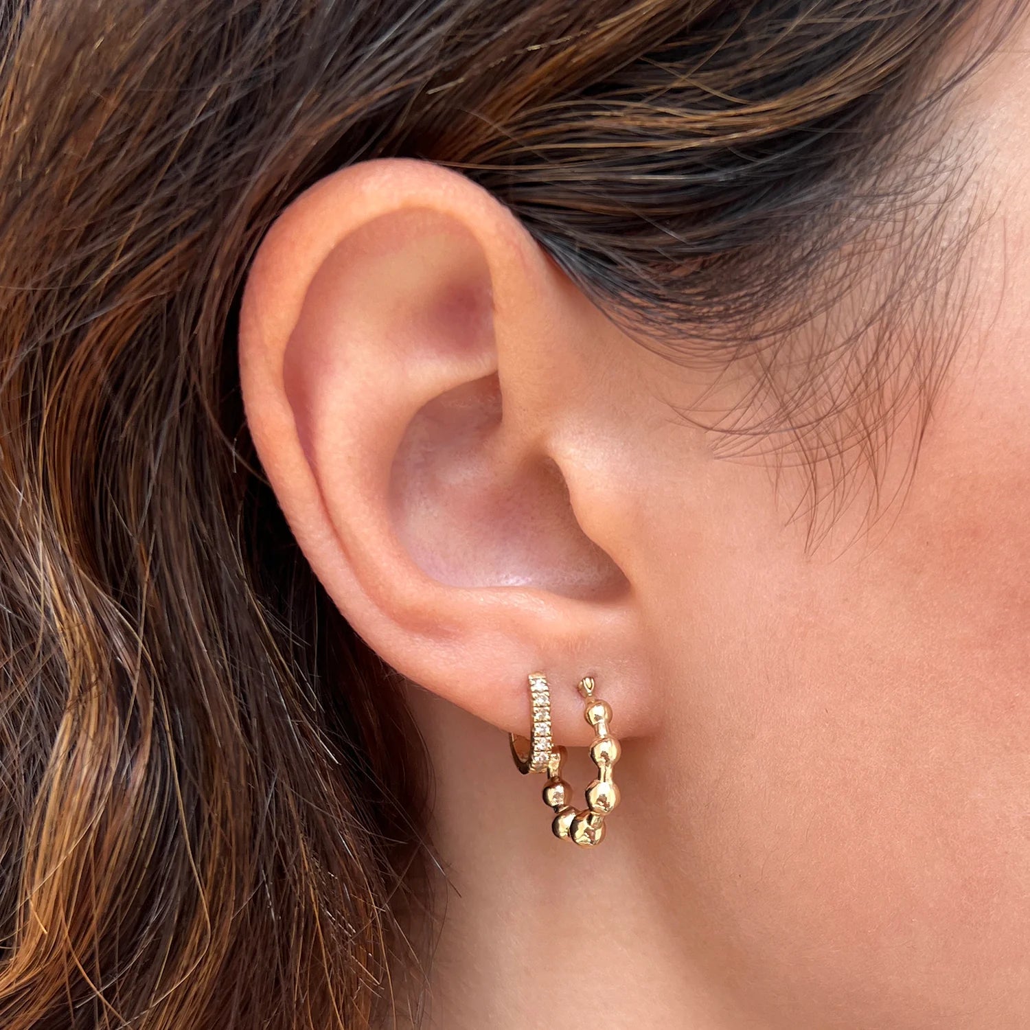 Bead Ball Hoop Earrings - My Store