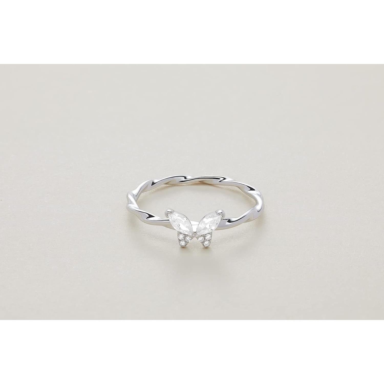 Butterfly Ring for Women – Dainty 925 Sterling Silver or 14K Gold Plated – CZ Stones – Tarnish-Free, Hypoallergenic – Stackable Butterfly Rings - My Store