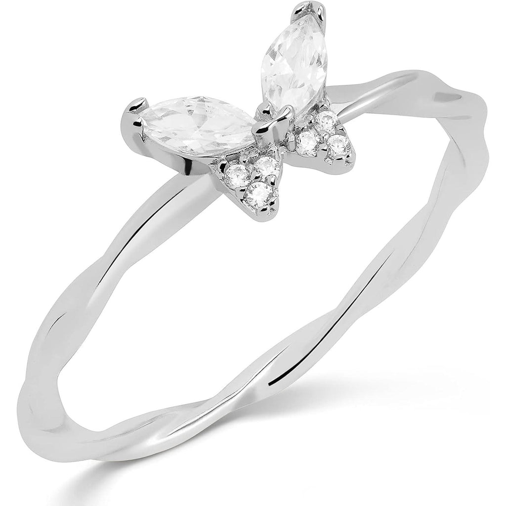 Butterfly Ring for Women – Dainty 925 Sterling Silver or 14K Gold Plated – CZ Stones – Tarnish-Free, Hypoallergenic – Stackable Butterfly Rings - My Store
