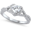 CHOOSE YOUR COLOR Sterling Silver Heart Halo Promise Ring - My Store