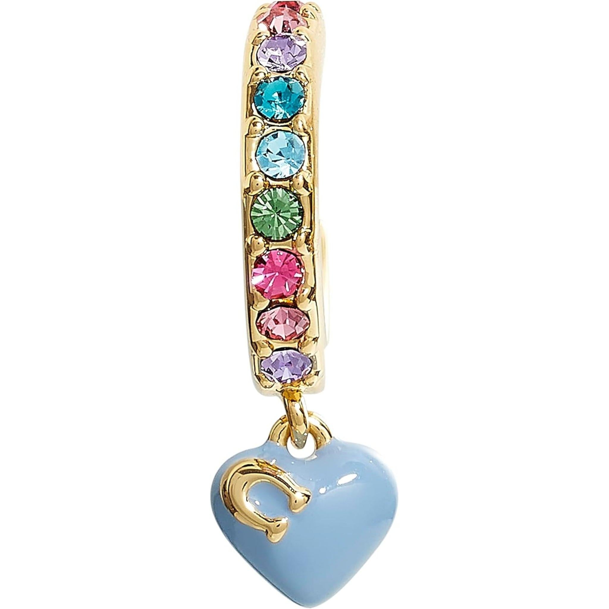 COACH Pave Enamel Heart Huggie Earrings - My Store