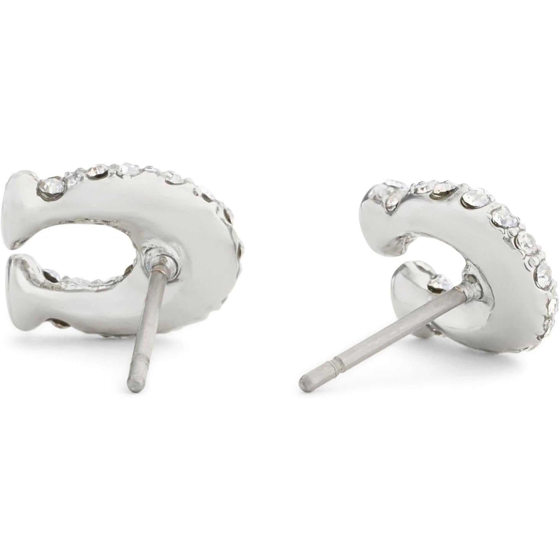 Coach Womens COACH Jewelry Women'S Pavé Signature C Stud Earrings - My Store