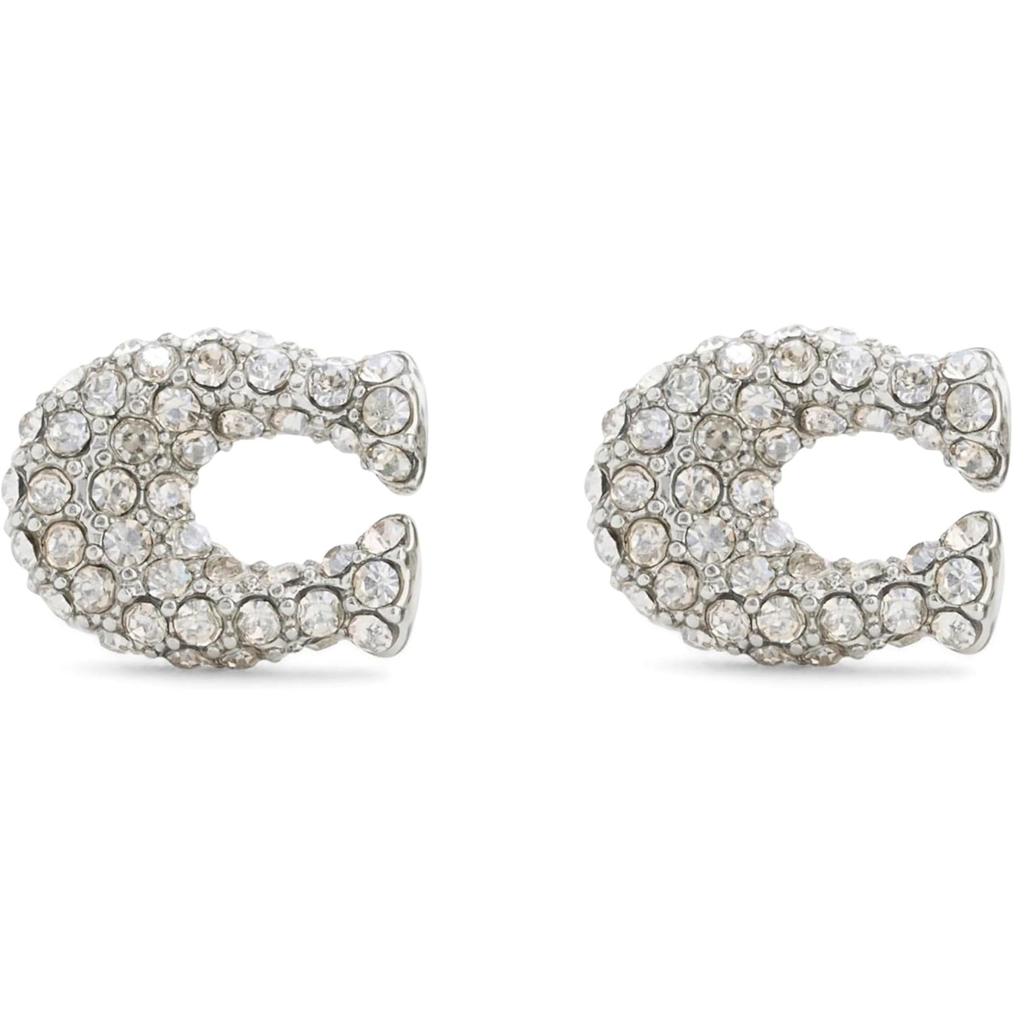 Coach Womens COACH Jewelry Women'S Pavé Signature C Stud Earrings - My Store