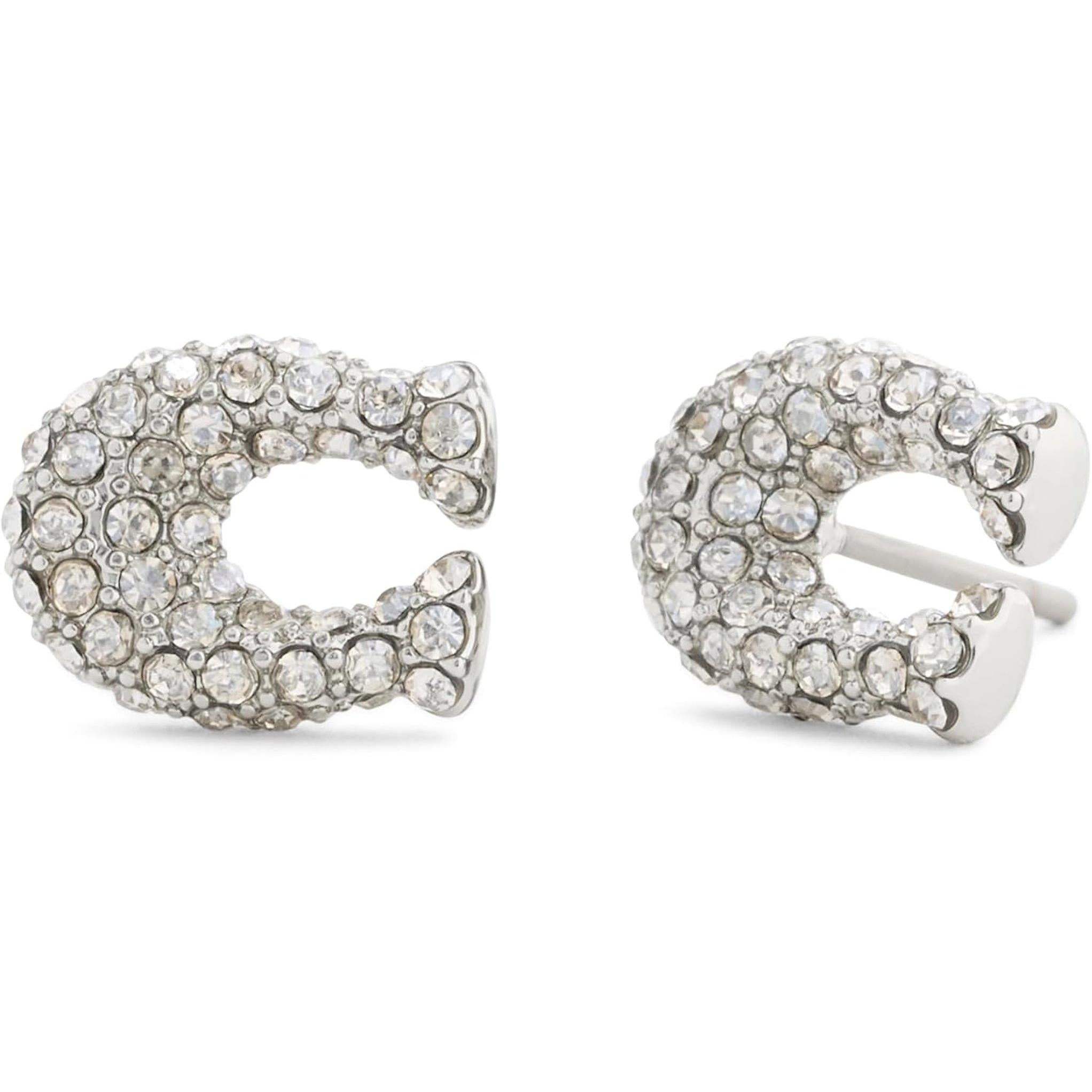 Coach Womens COACH Jewelry Women'S Pavé Signature C Stud Earrings - My Store