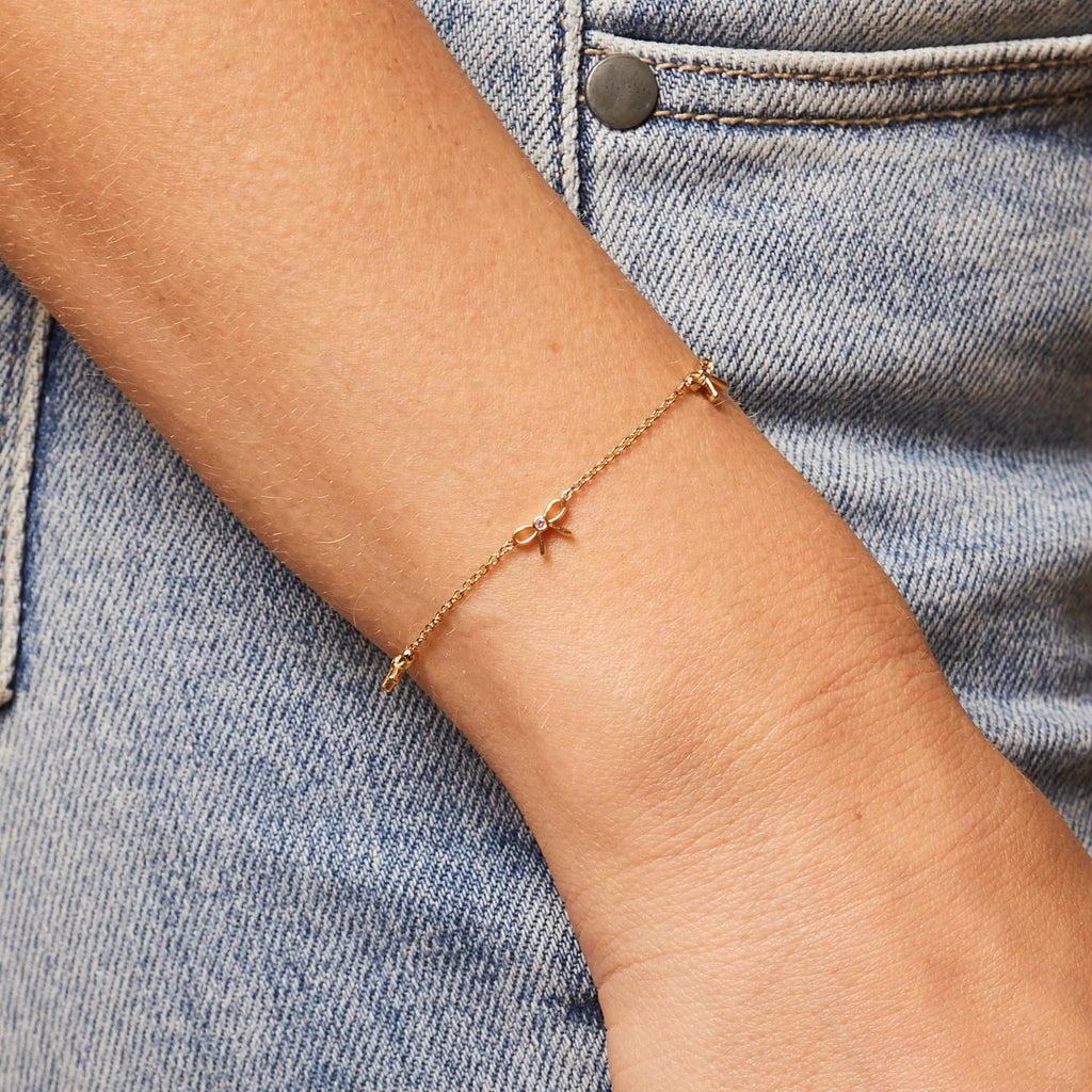 Dainty Pink Sapphire Three Bow Bracelet - My Store