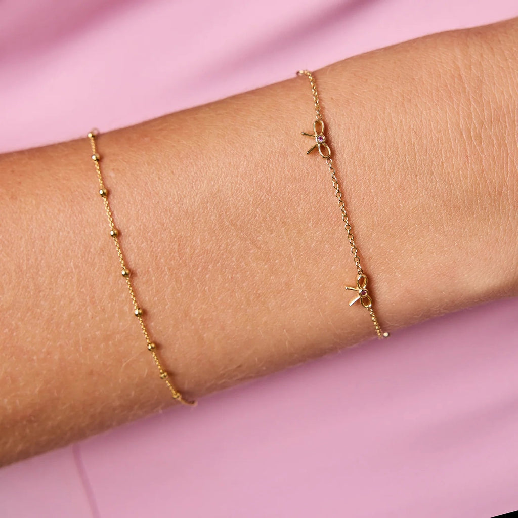 Dainty Pink Sapphire Three Bow Bracelet - My Store