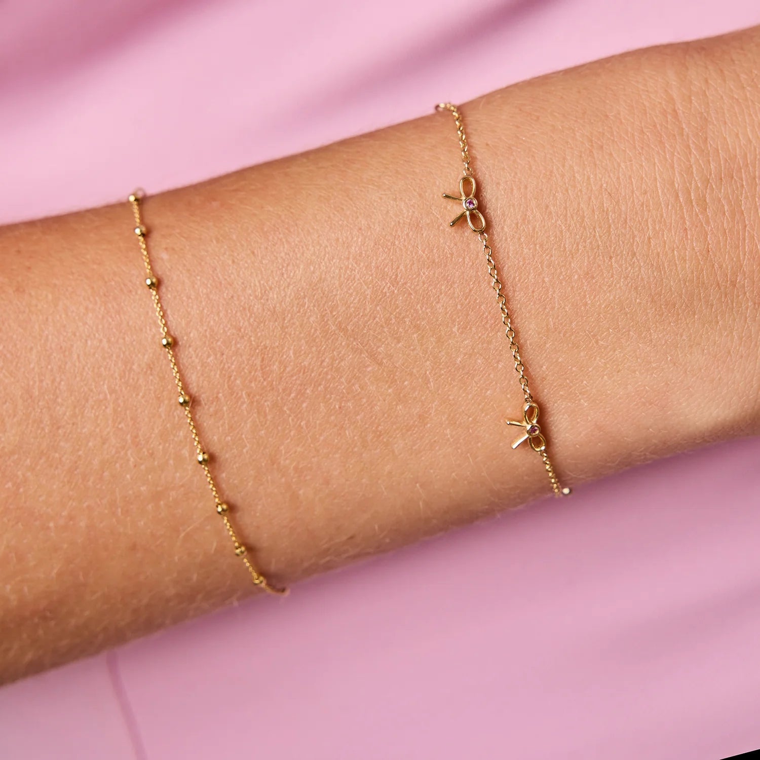 Dainty Pink Sapphire Three Bow Bracelet - My Store