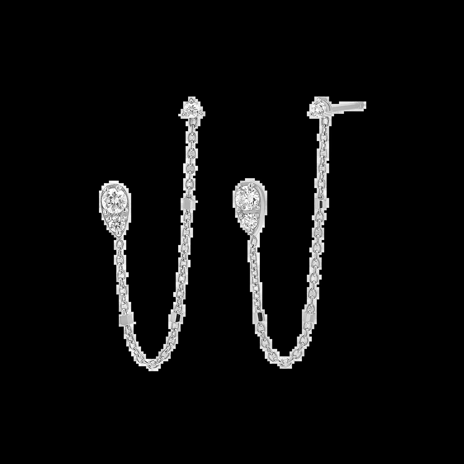 Diamond Pear Chain Duo Stud Earrings - My Store