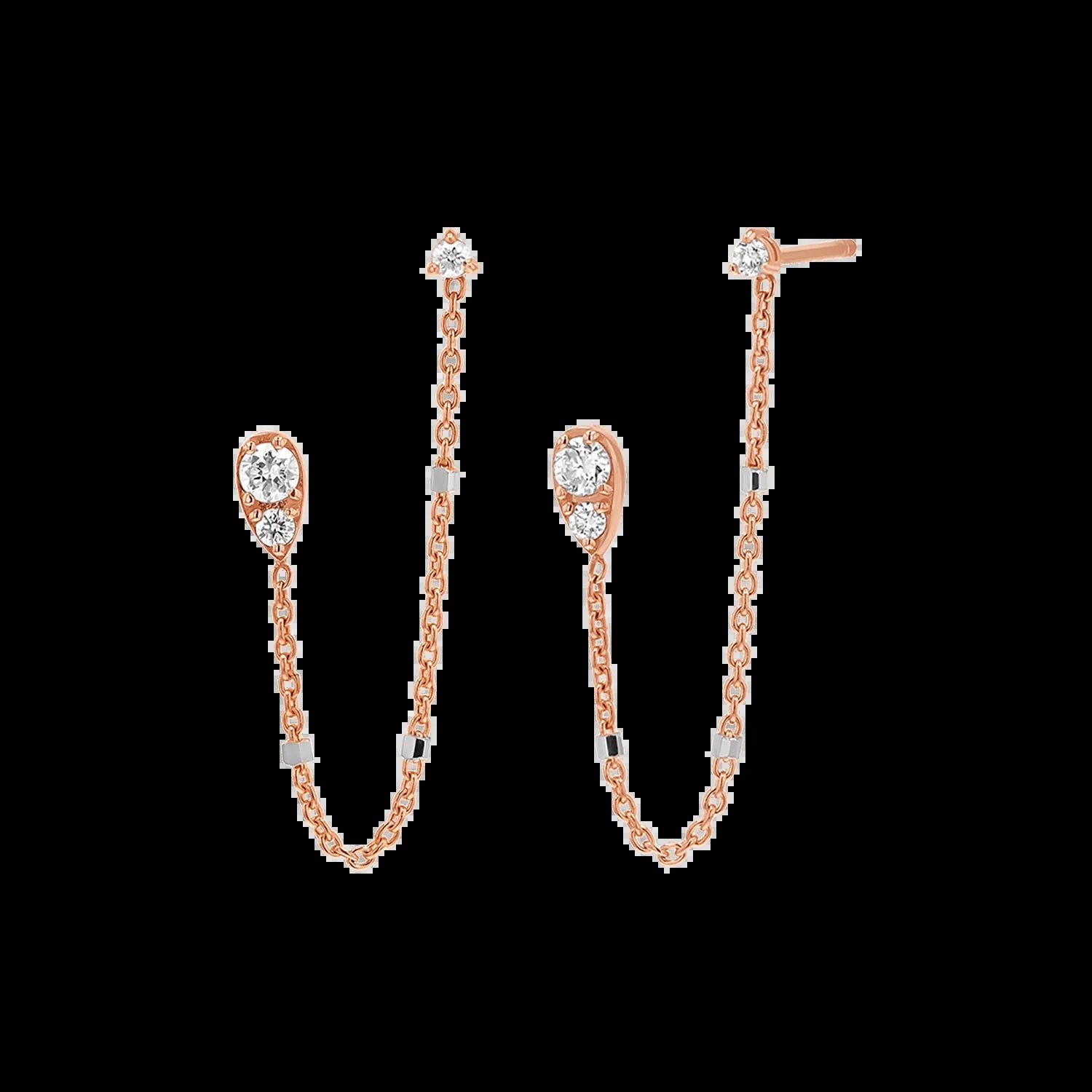 Diamond Pear Chain Duo Stud Earrings - My Store