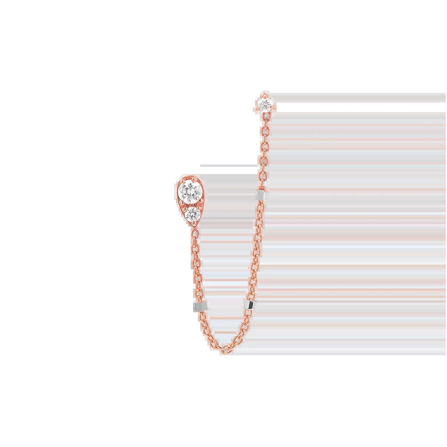 Diamond Pear Chain Duo Stud Earrings - My Store