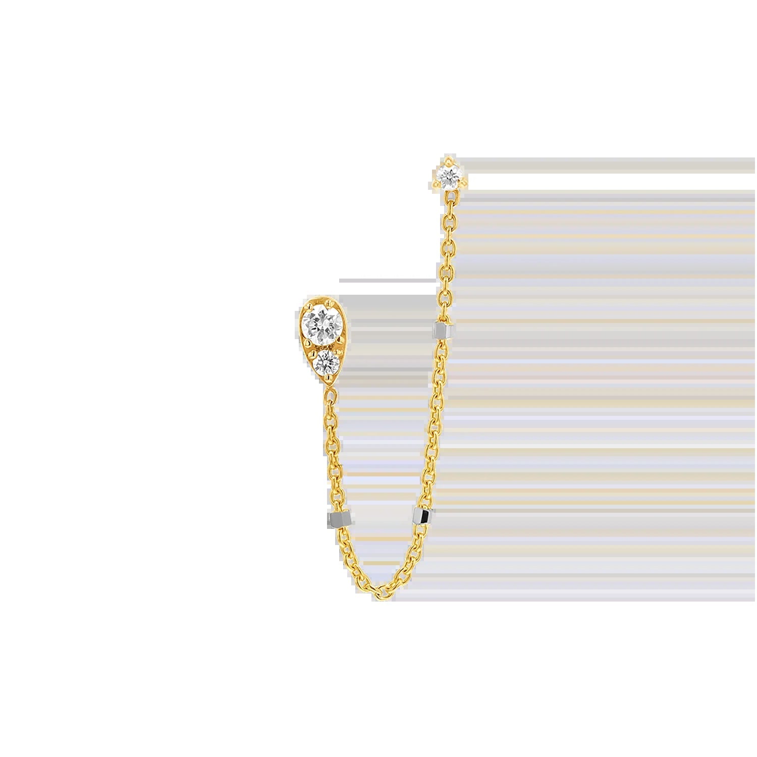 Diamond Pear Chain Duo Stud Earrings - My Store