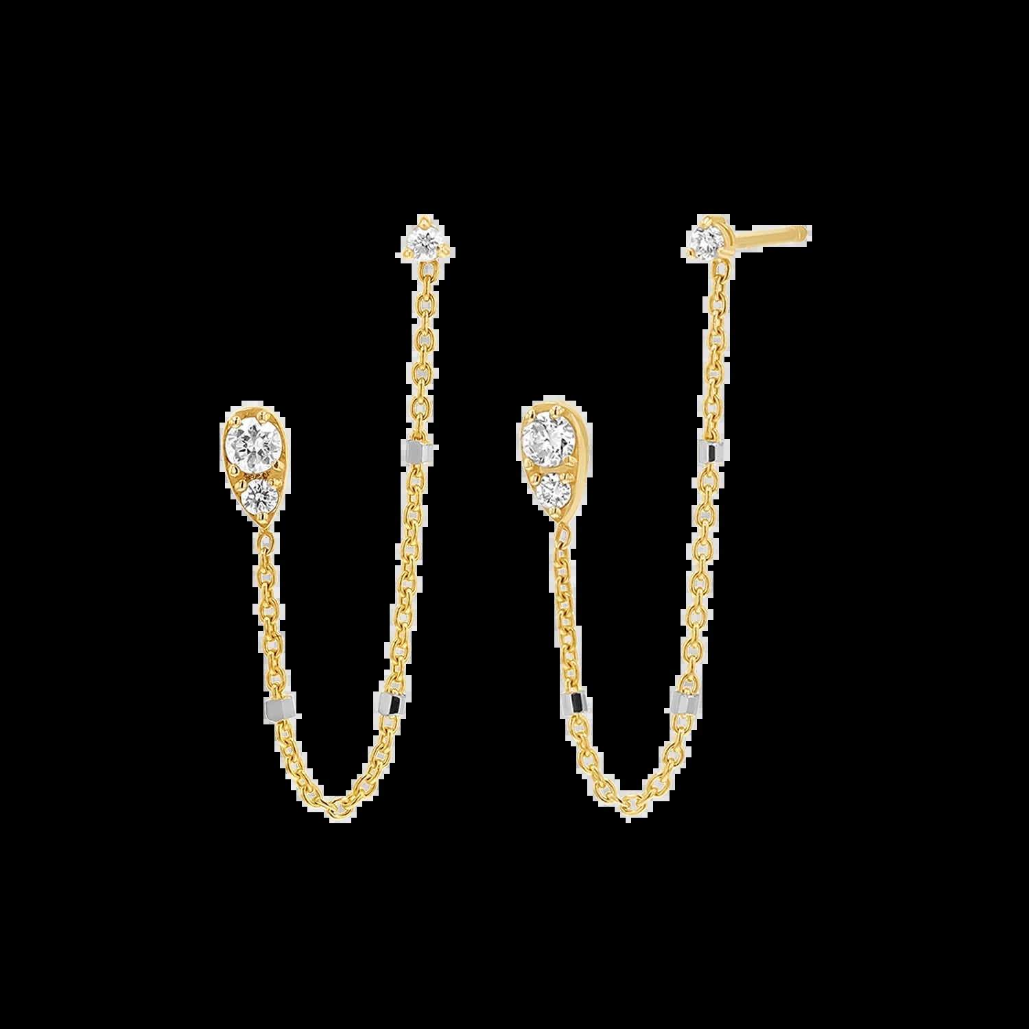 Diamond Pear Chain Duo Stud Earrings - My Store