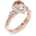 Fleur-De-Lis Vintage Style Bridal Set, Pear Cut Natural Morganite 8X6MM Gemstone & Natural Diamond in 14K Solid Gold Engagement Promise Wedding Ring (1.10 Cttw) Valentine'S Day Gift for Her - My Store