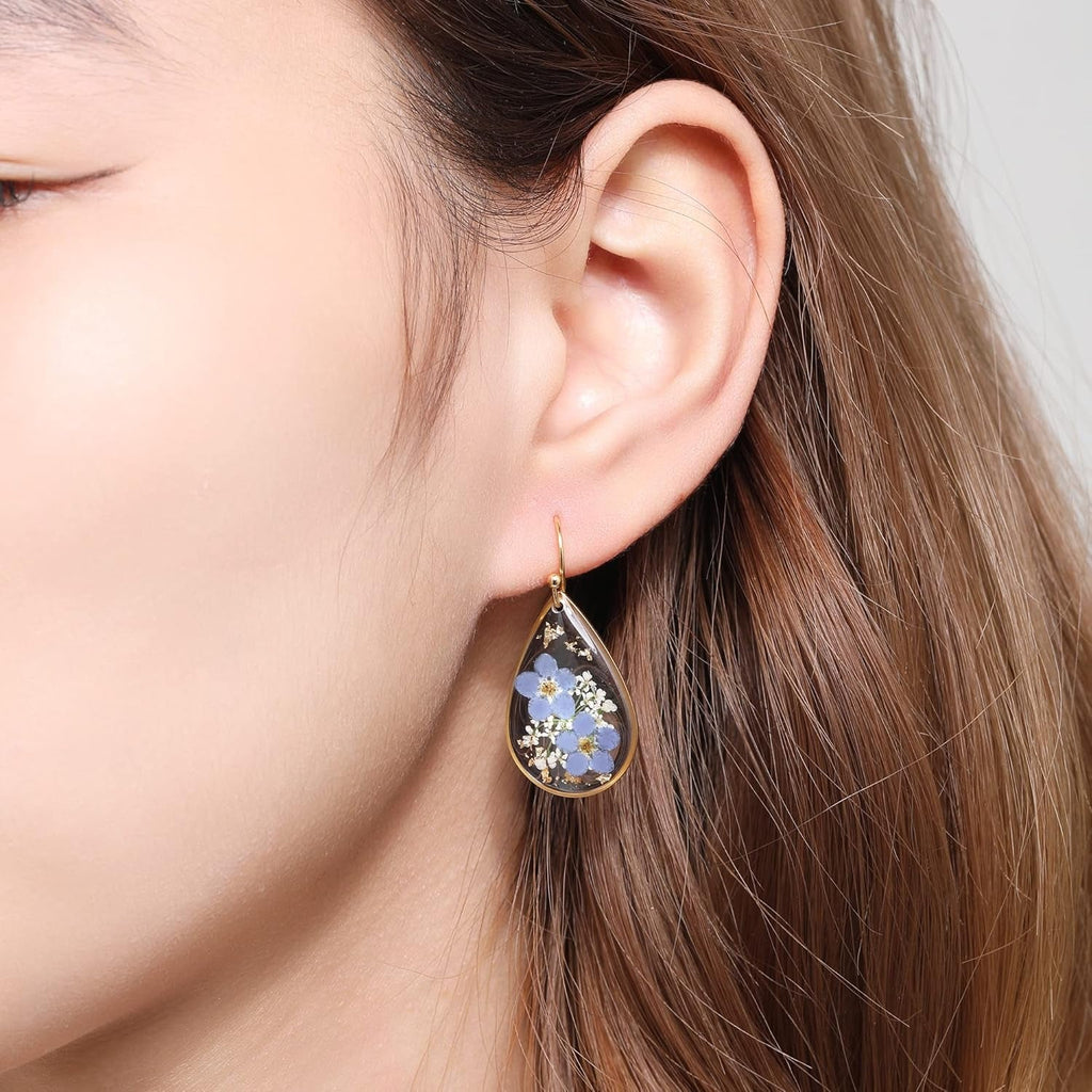 Forget-Me-Not and Queen Anne'S Lace Pressed Wildflower Earrings | Pressed Flower Jewelry | Handmade Drop and Dangle Earrings | Mother'S Day | Gift for Woman - My Store