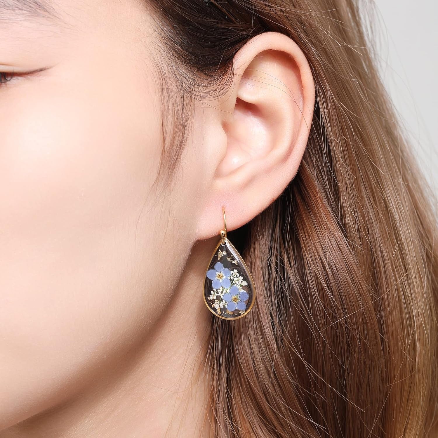 Forget-Me-Not and Queen Anne'S Lace Pressed Wildflower Earrings | Pressed Flower Jewelry | Handmade Drop and Dangle Earrings | Mother'S Day | Gift for Woman - My Store