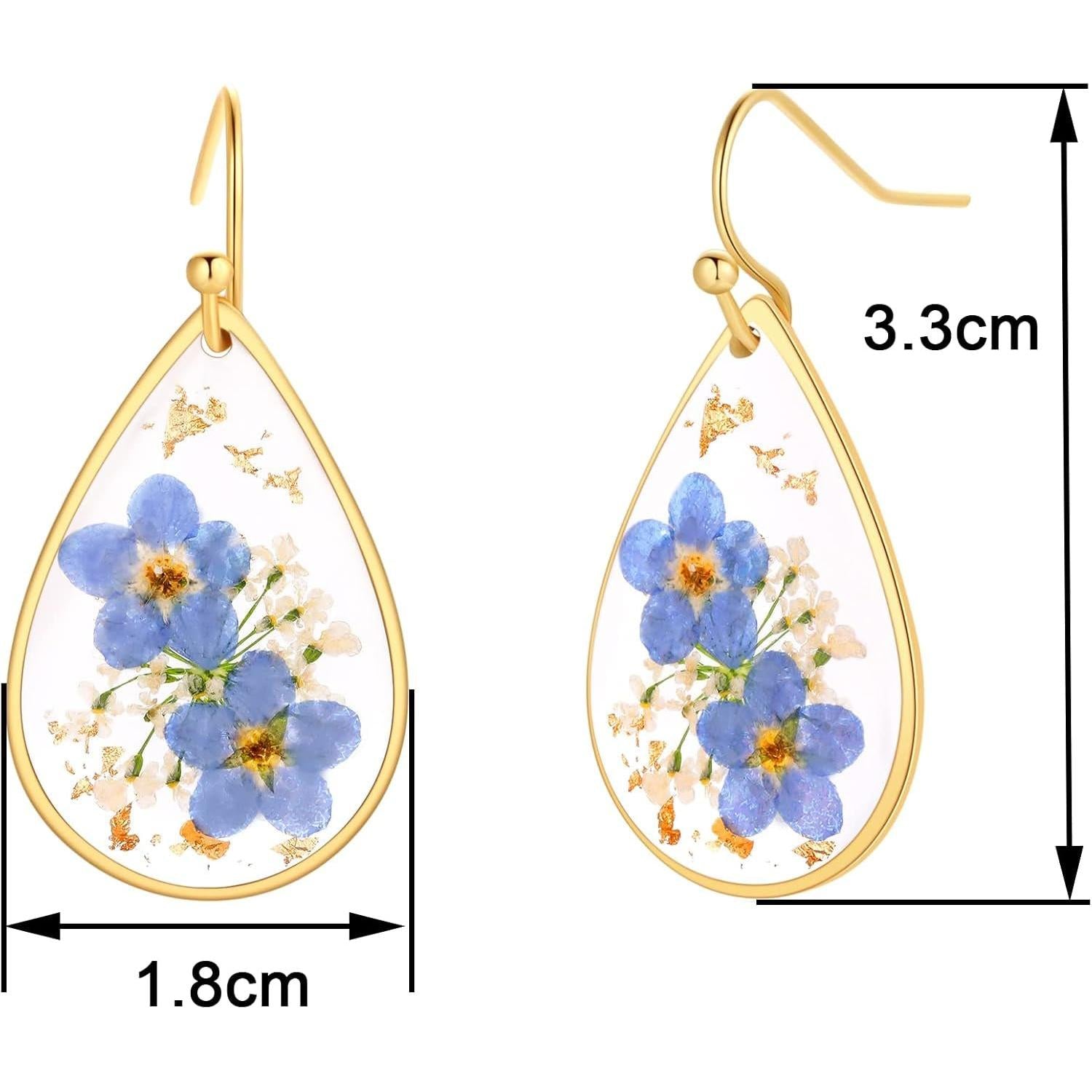 Forget-Me-Not and Queen Anne'S Lace Pressed Wildflower Earrings | Pressed Flower Jewelry | Handmade Drop and Dangle Earrings | Mother'S Day | Gift for Woman - My Store