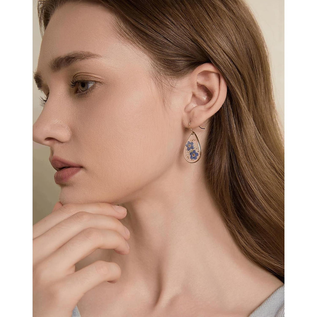 Forget-Me-Not and Queen Anne'S Lace Pressed Wildflower Earrings | Pressed Flower Jewelry | Handmade Drop and Dangle Earrings | Mother'S Day | Gift for Woman - My Store