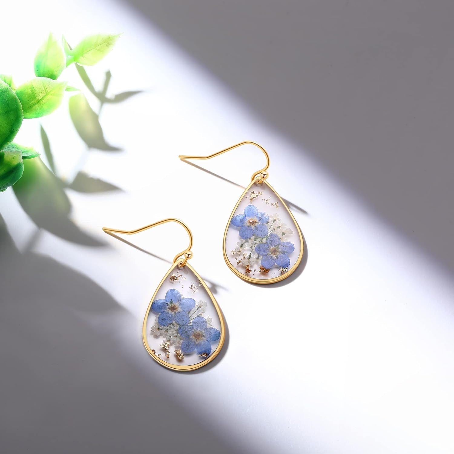 Forget-Me-Not and Queen Anne'S Lace Pressed Wildflower Earrings | Pressed Flower Jewelry | Handmade Drop and Dangle Earrings | Mother'S Day | Gift for Woman - My Store