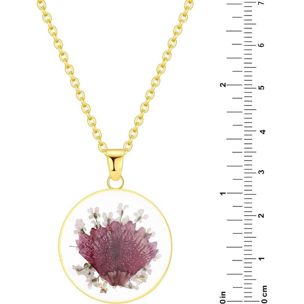 Forget-Me-Not and Queen Anne'S Lace Pressed Wildflower Necklace | Birth Month Flowers Necklace | Gold/Silver Pressed Flower Jewelry | Mother'S Day | Gift for Her - My Store