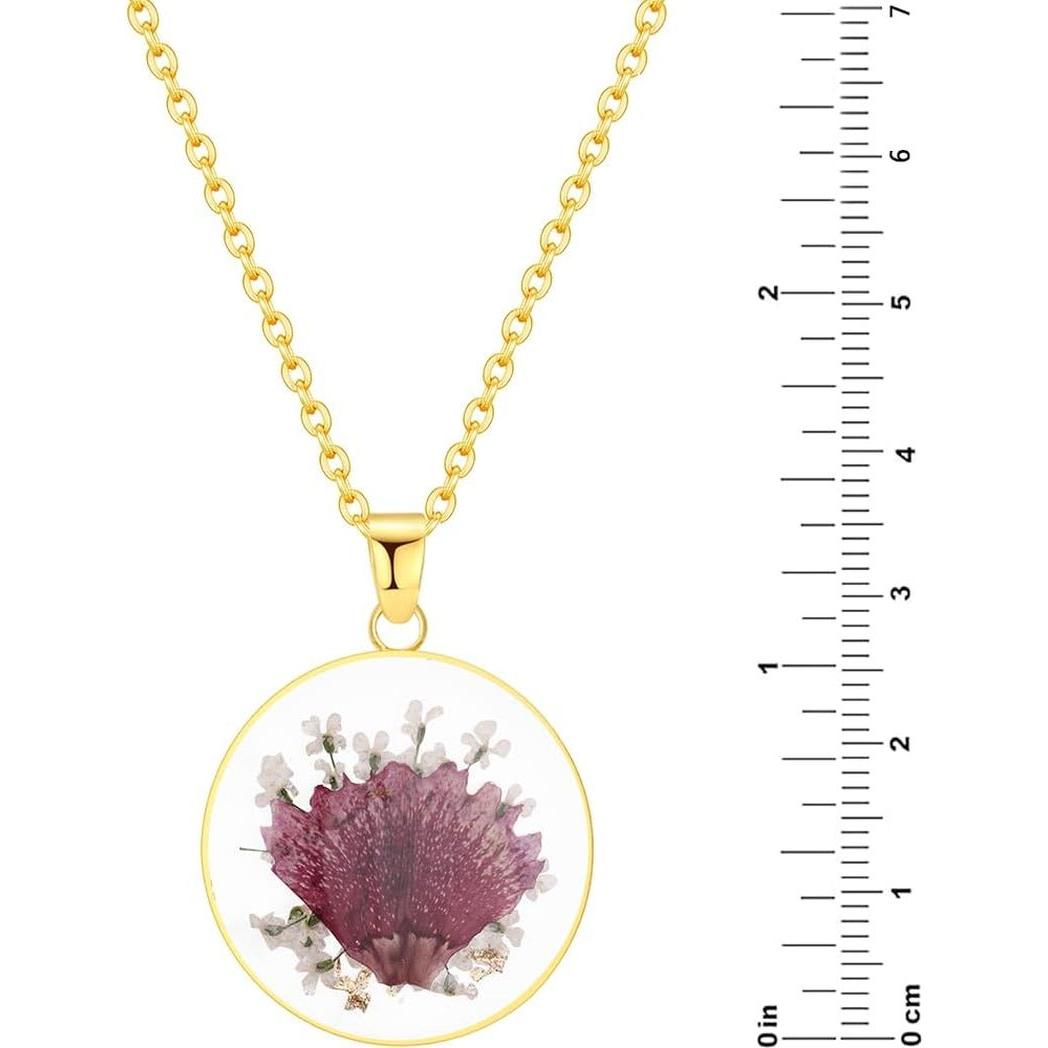 Forget-Me-Not and Queen Anne'S Lace Pressed Wildflower Necklace | Birth Month Flowers Necklace | Gold/Silver Pressed Flower Jewelry | Mother'S Day | Gift for Her - My Store