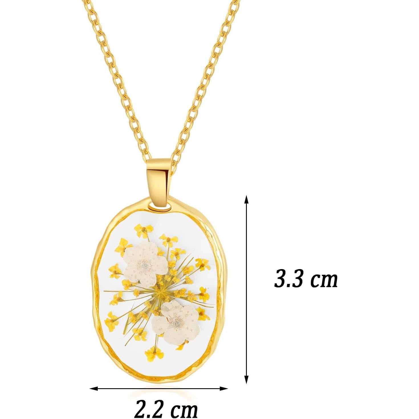 Forget-Me-Not and Queen Anne'S Lace Pressed Wildflower Necklace | Birth Month Flowers Necklace | Gold/Silver Pressed Flower Jewelry | Mother'S Day | Gift for Her - My Store