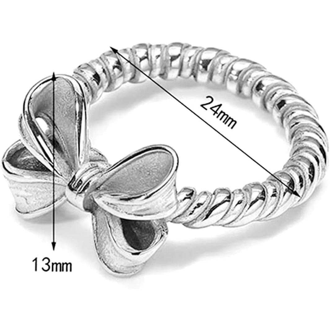Jewelers Stainless Steel Braided Rope Style Band Bowtie Butterfly Wedding Engagement Proposal Promise Statement Ring - My Store