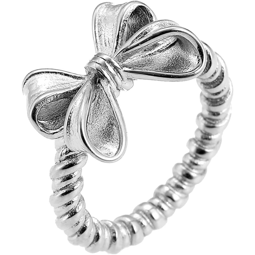 Jewelers Stainless Steel Braided Rope Style Band Bowtie Butterfly Wedding Engagement Proposal Promise Statement Ring - My Store