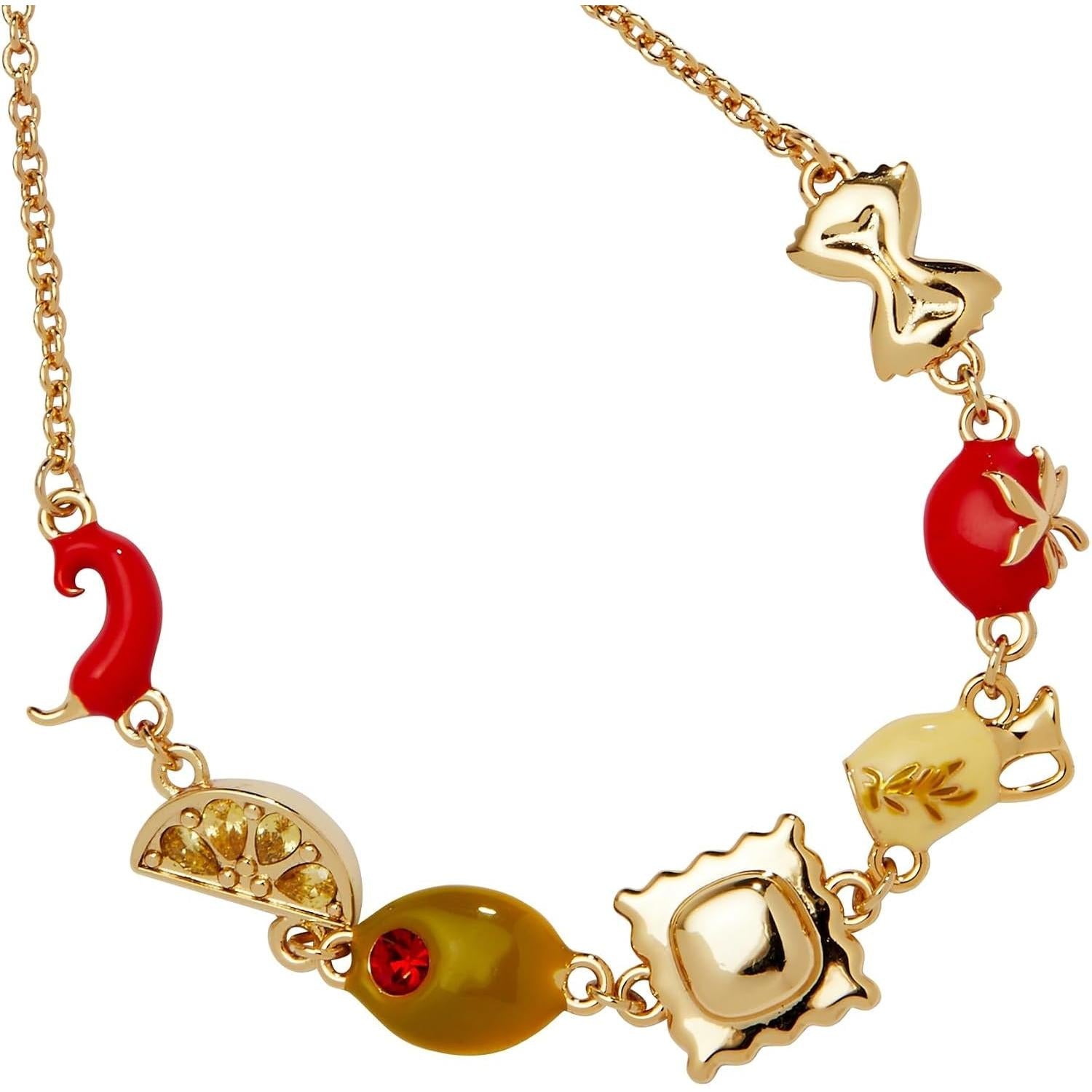 Pasta Women Linear Bracelet|Enamel Charms|Pasta Lover Gift|Italian Food Necklace|Italian Gift - My Store