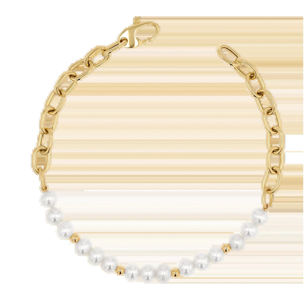 Pearl and Chain Link Bracelet - My Store