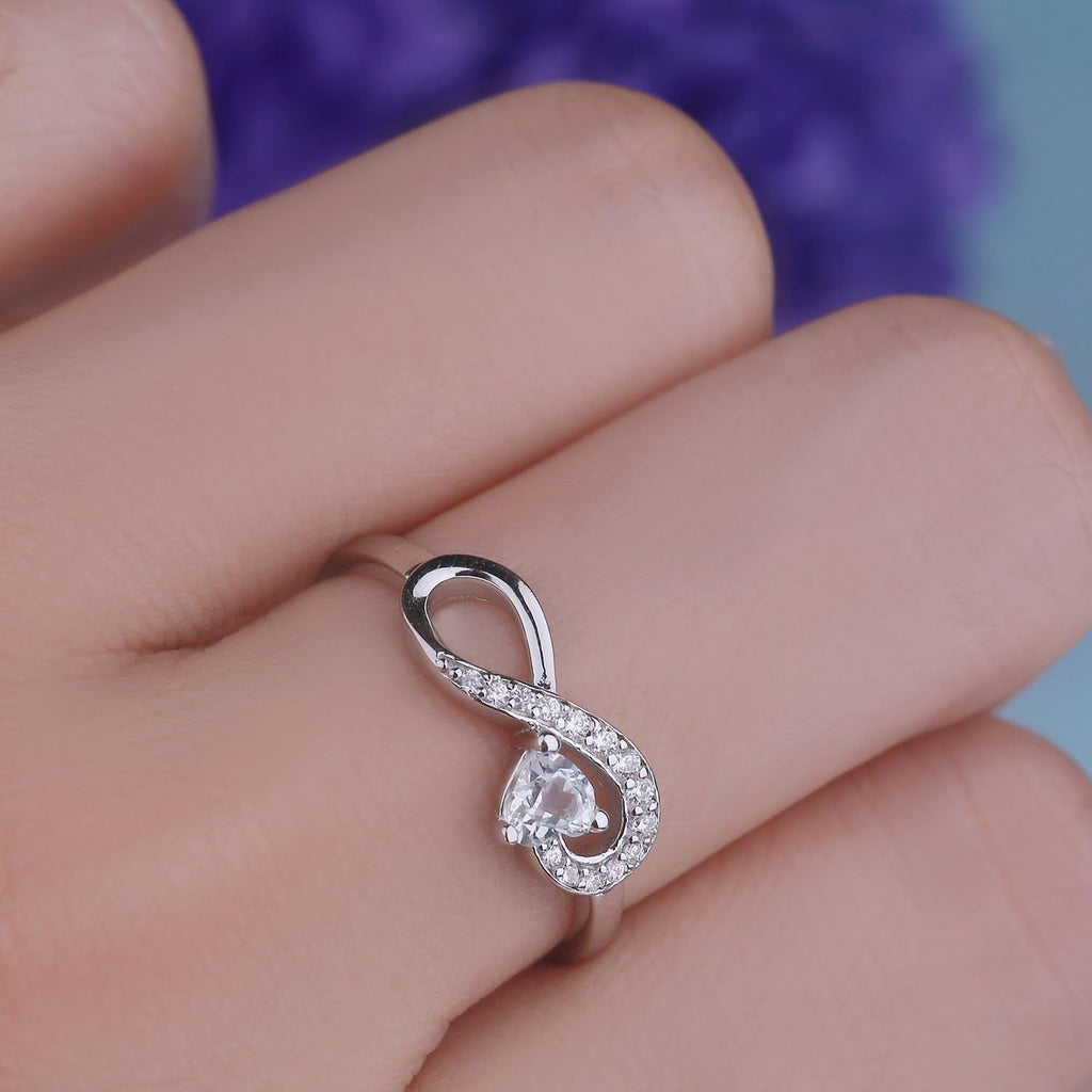 Promise Ring for Women Sterling Silver Infinity Heart Promise Rings for Her Birthstone Cubic Zirconia Friendship Ring Size 5-12 - My Store
